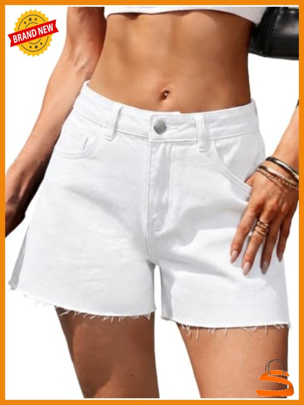 Wide Leg Raw Hem Stretchy Denim Shorts Summer Casual Jorts